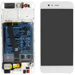 Дисплей Huawei P10 (Victoria-L29A), White | в сборе с сенсорным экраном (тачскрин), рамкой и аккумуляторной батареей, оригинал (02351GVS)