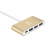 Переходник USB HUB Baseus Sharp Series Type-C+3HUB Adapter / gold/  3H0V, оригинал