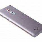 Задняя часть корпуса с линзой камеры, кнопками громкости и включения (Dual sim), Silver NOKIA 8 Dual (TA-1004), оригинал (20NB1SW0014)