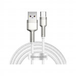 Кабель USB Baseus Cafule Series Metal, USB тип-C, USB тип-A, 200 см, 66 Вт, 6 А, серебристый, белый, #CAKF000202